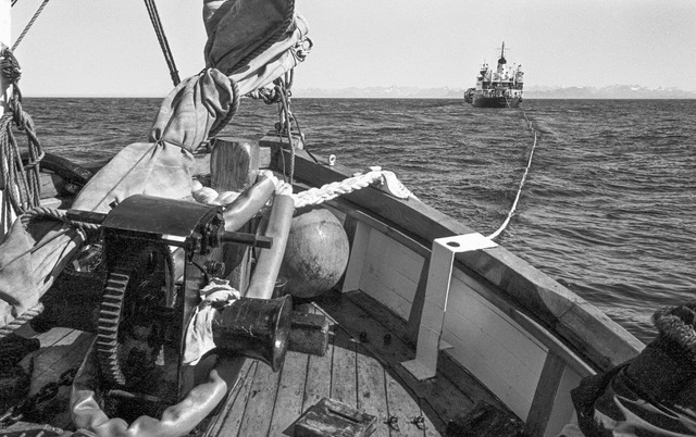 KIVIOQ på slæb af MT IRLAND 1976